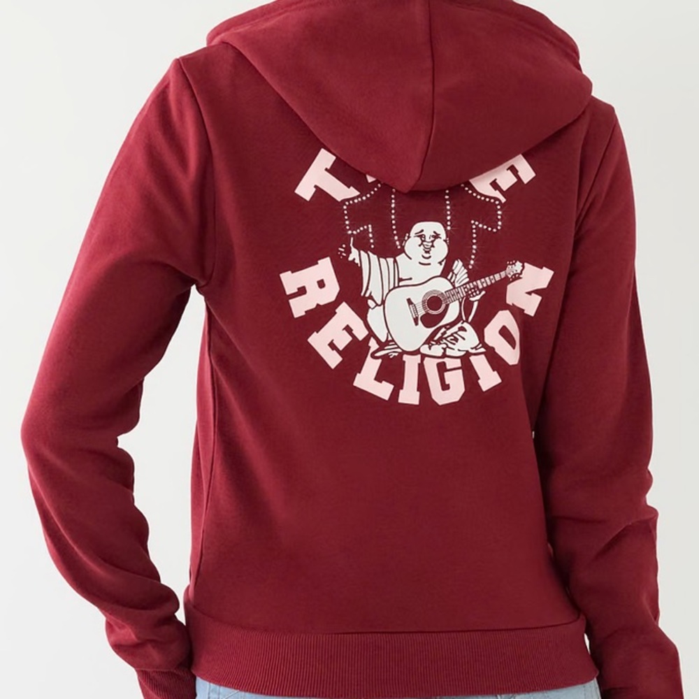 True Religion Diamond Embellished Maroon Zipup